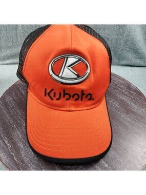 Kubota Orange & Black Mesh Trucker Hat With Embroidered Logo Adjustable Snapback
